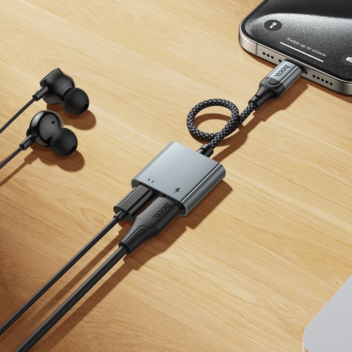 Адаптер AUX USB C для 2x USB C max 10W Hoco UPA34A сірий