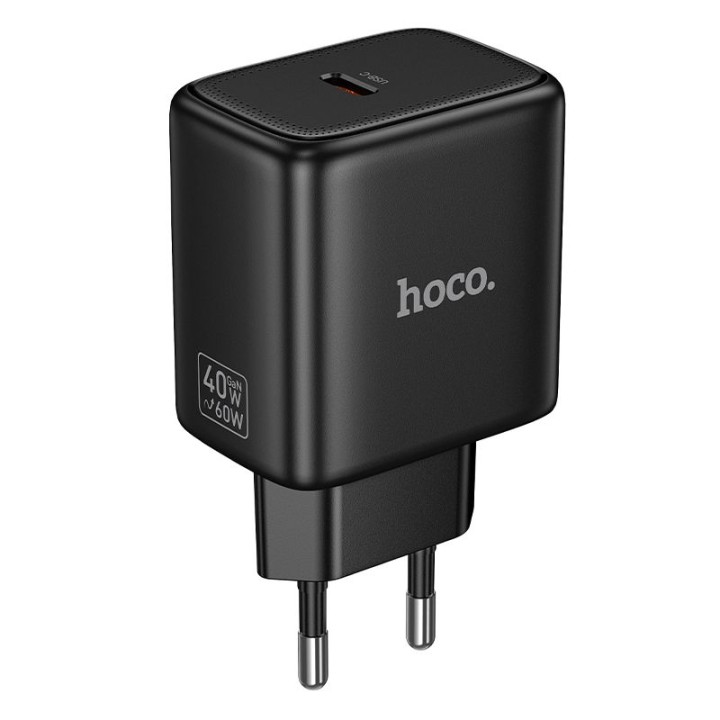 Wall charger GaN for phone Hoco USB C PD AVS 40W max 60W N83 black