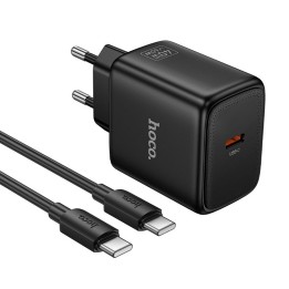 Wall charger GaN for phone Hoco USB C PD AVS 40W max 60W + USB-C to USB-C cable N83 black