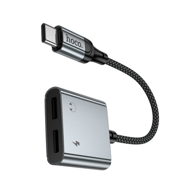 Адаптер AUX USB C для 2x USB C max 10W Hoco UPA34A серый