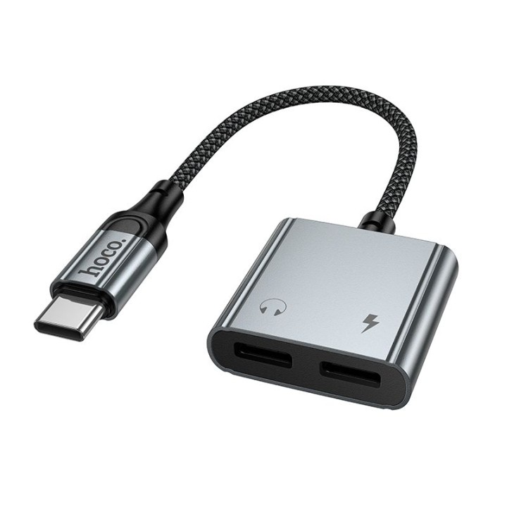 Adapter AUX USB C do 2x USB C max 10W Hoco UPA34A szary