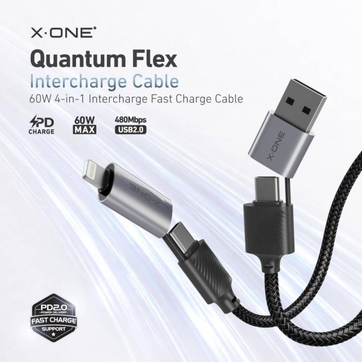 Кабель USB X-ONE QuantumFlex - тип C для C max 60W 1,2m черный