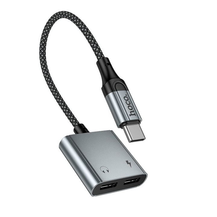 Адаптер AUX USB C для 2x USB C max 10W Hoco UPA34A сірий