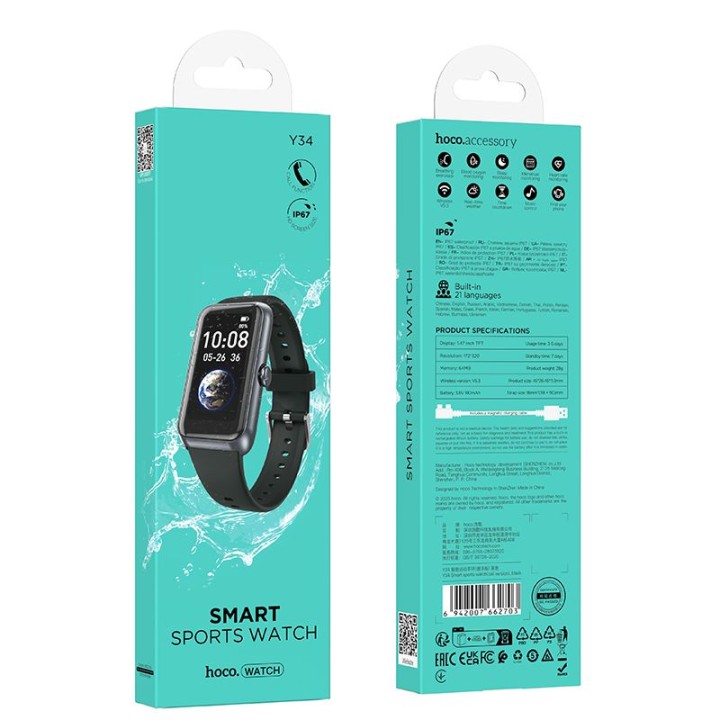 Smartwatch 1,47" IP67 with calling function Hoco Y34 black