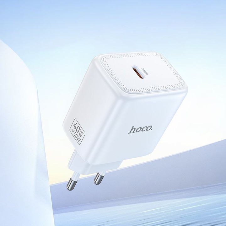 Wall charger GaN for phone Hoco USB C PD AVS 40W max 60W N83 white