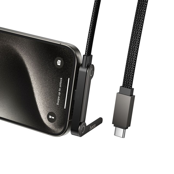 Cable with stand USB C to USB C Hoco PD 60W 1,2 m U150 Exquisite black