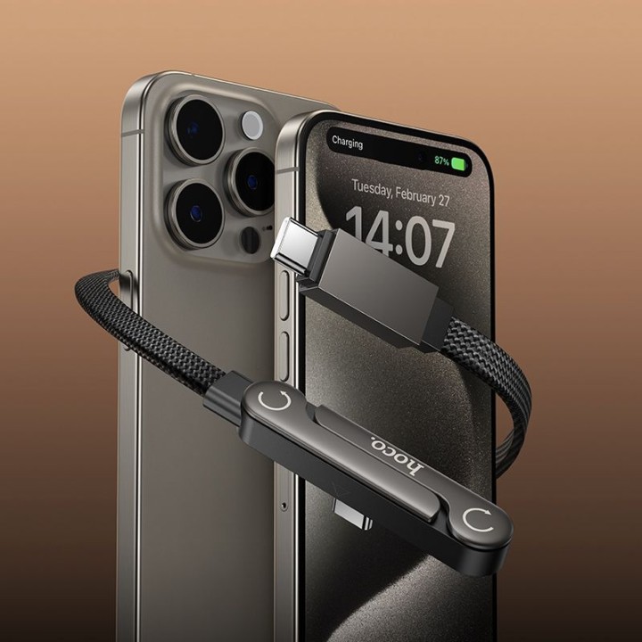 Кабель з підставкою USB C – USB C Hoco PD 60W 1,2 m U150 Exquisite чорний