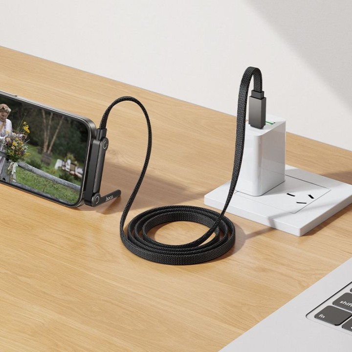 Кабель с подставкой USB C – USB C Hoco PD 60W 1,2 m U150 Exquisite черный