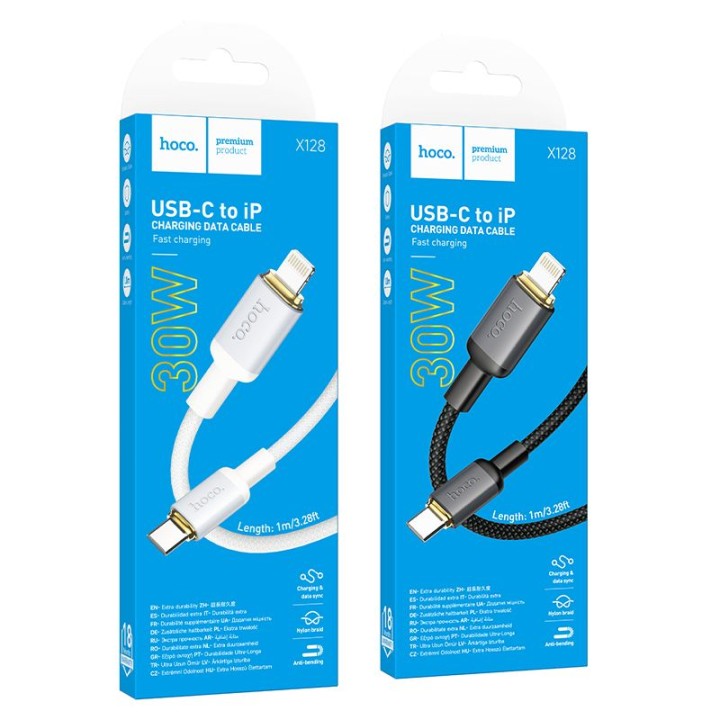 Кабель USB-C – Lightning Hoco PD 30W 1 m X128 Benefit чорний