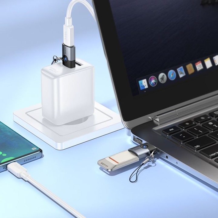 Adapter OTG USB A to USB C Hoco UA46B graphite