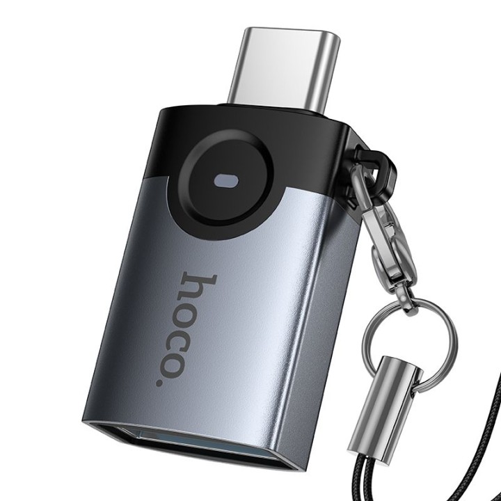 Адаптер OTG USB C – USB A Hoco 3A UA46C графитовый