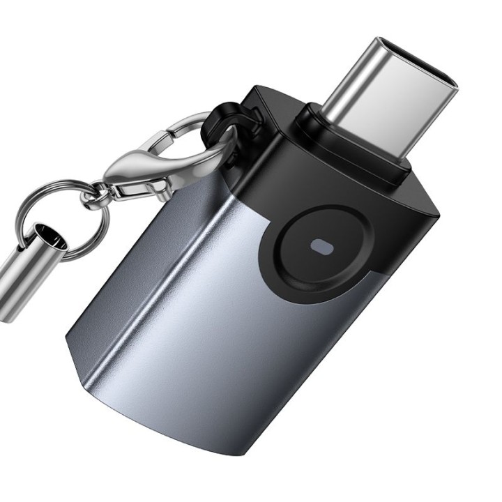 Адаптер OTG USB C – USB A Hoco 3A UA46C графітовий