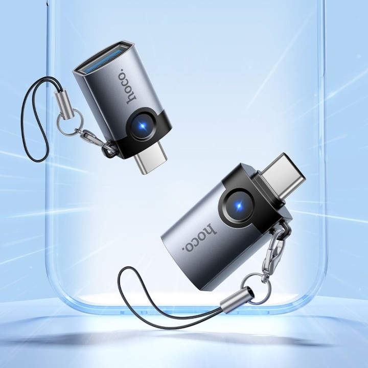 Adapter OTG USB C do USB A Hoco 3A UA46C grafitowy