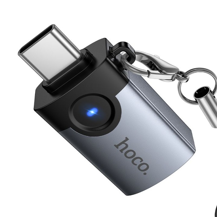 Адаптер OTG USB C – USB A Hoco 3A UA46C графітовий