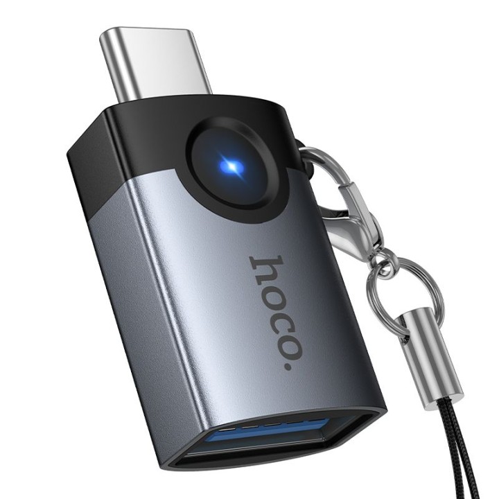 Адаптер OTG USB C – USB A Hoco 3A UA46C графітовий
