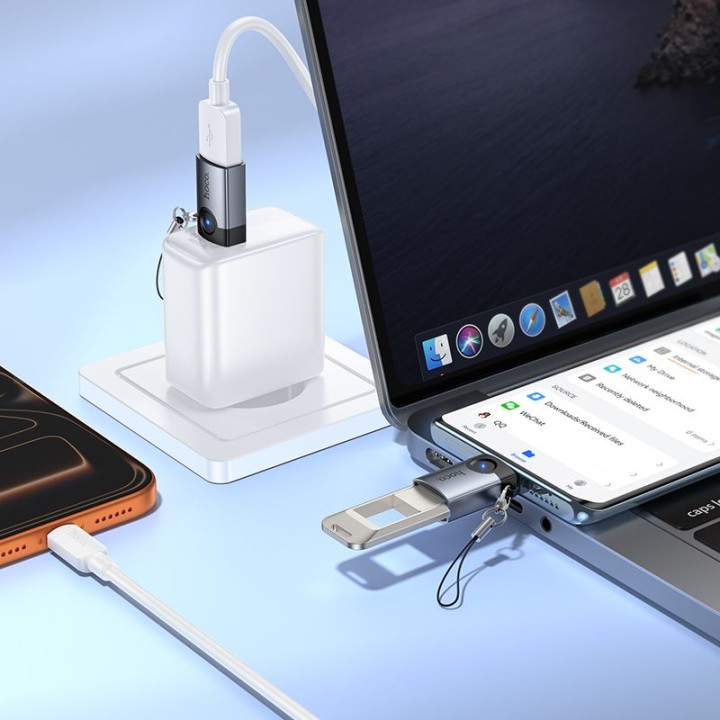 Адаптер OTG USB C – USB A Hoco 3A UA46C графітовий