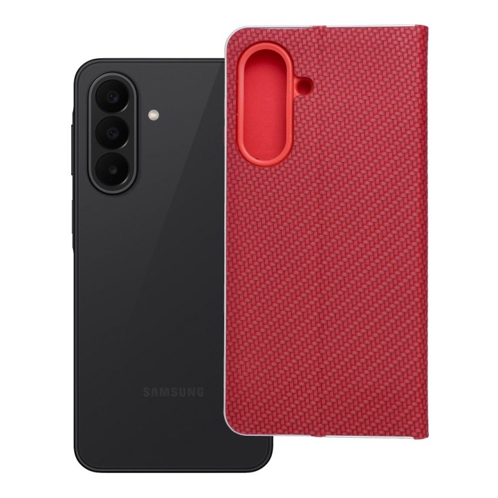 Чохол з клапаном для Samsung A27 Luna Book Carbon червоний