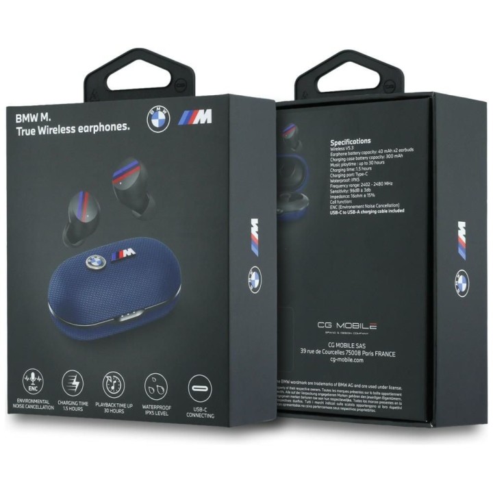 Słuchawki bezprzewodowe douszne ENC BMW TWS Metal Logo BMW001143 niebieskie