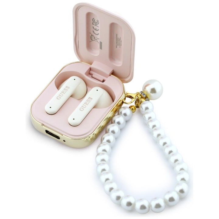 Wireless in-ear headphones GUESS TWS Pearl Strap GUE005293 pink