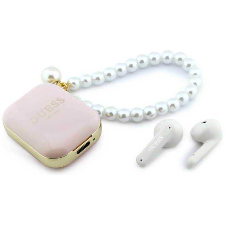 Słuchawki bezprzewodowe douszne GUESS TWS Pearl Strap GUE005293 różowe