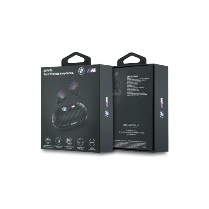 Słuchawki bezprzewodowe douszne ENC BMW TWS Carbon Metal Logo BMW001141 czarne