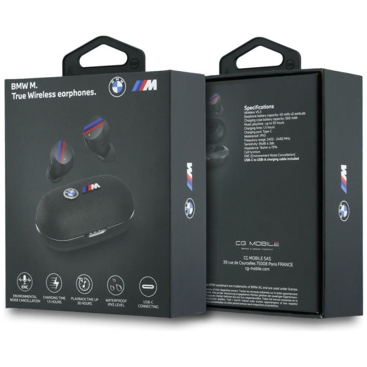 Słuchawki bezprzewodowe douszne ENC BMW TWS Metal Logo BMW001142 czarne