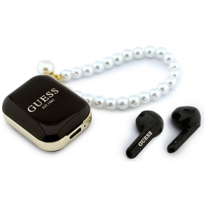 Wireless in-ear headphones GUESS TWS Pearl Strap GUE005292 black