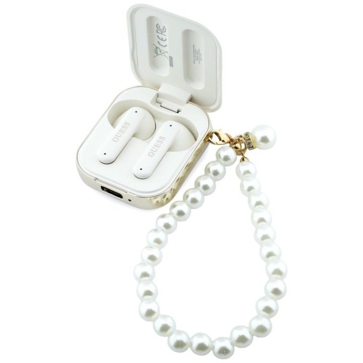 Wireless in-ear headphones GUESS TWS Pearl Strap GUE005327 white