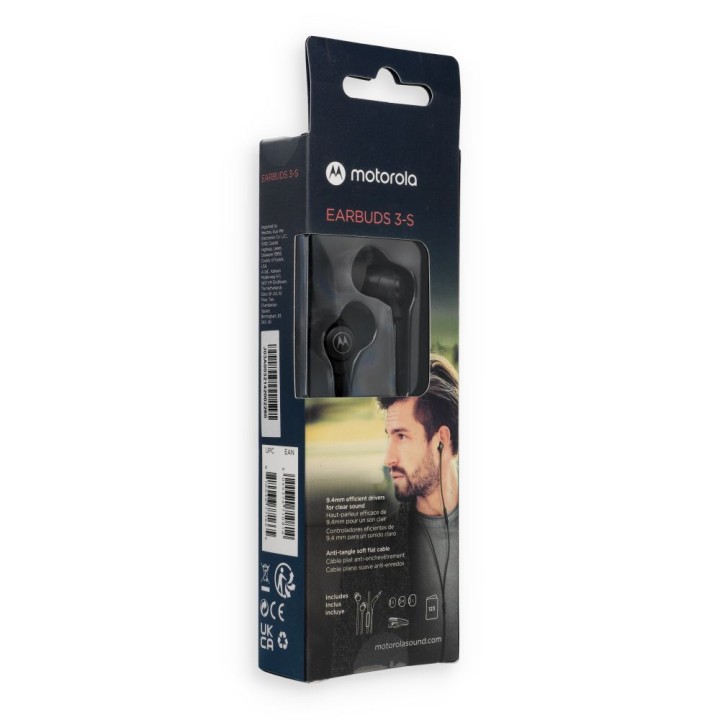 Słuchawki przewodowe douszne z mikrofonem MOTOROLA Ear Buds 3-S czarne
