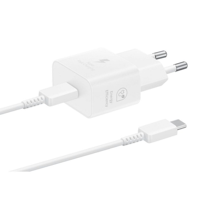 SAMSUNG оригинальное сетевое зарядное устройство тип C + кабель тип C — тип C PD 3A 25W GaN EP-T2510XWEGEU белое блистер