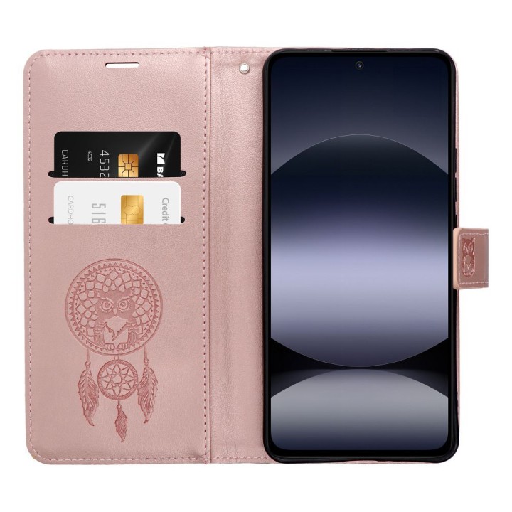 Чехол с клапаном для Motorola G17 Mezzo Book ловец снов розовое золото