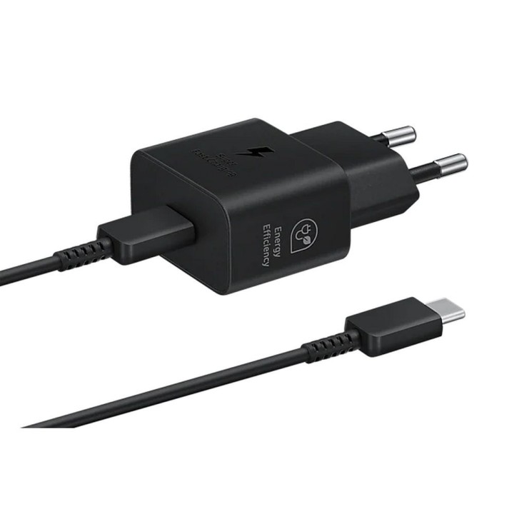 SAMSUNG оригинальное сетевое зарядное устройство тип C + кабель тип C — тип C PD 3A 25W GaN EP-T2510XBEGEU черное блистер