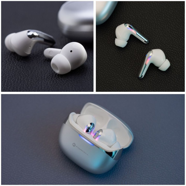 Słuchawki bezprzewodowe douszne TWS Forcell F-Audio Pulse Pro ANC + ENC srebrny 0INT