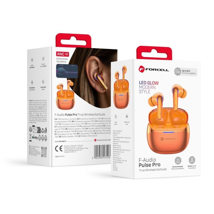 Беспроводные наушники-вкладыши TWS Forcell F-Audio Pulse Pro ANC + ENC золотые 0INT
