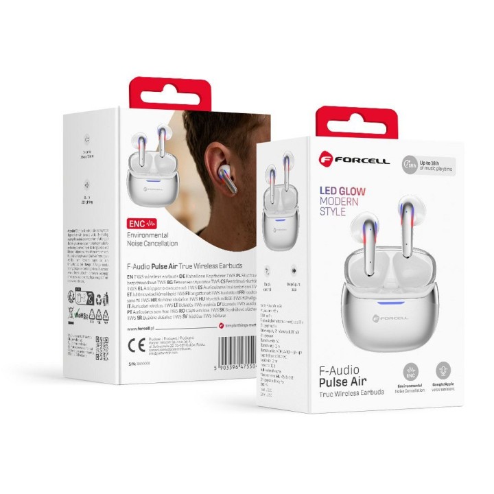 Wireless in-ear headphones TWS Forcell F-Audio Pulse Air ENC silver 0INT