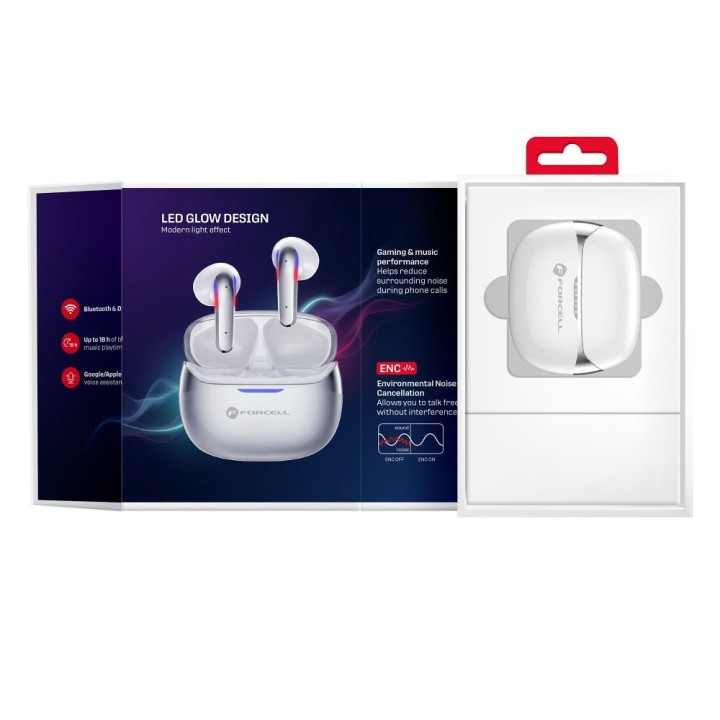 Wireless in-ear headphones TWS Forcell F-Audio Pulse Air ENC silver 0INT