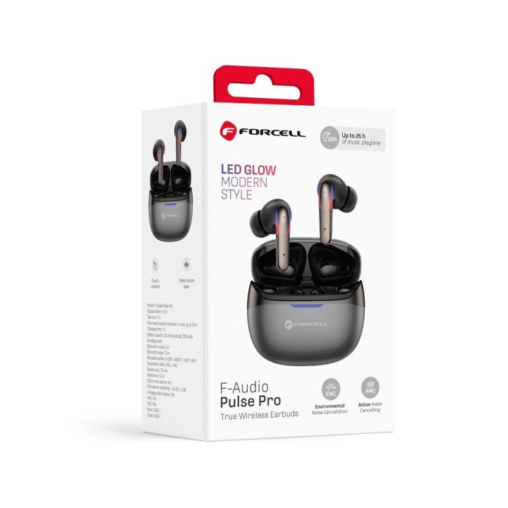 Бездротові навушники-вкладиші TWS Forcell F-Audio Pulse Pro ANC + ENC чорні 0INT