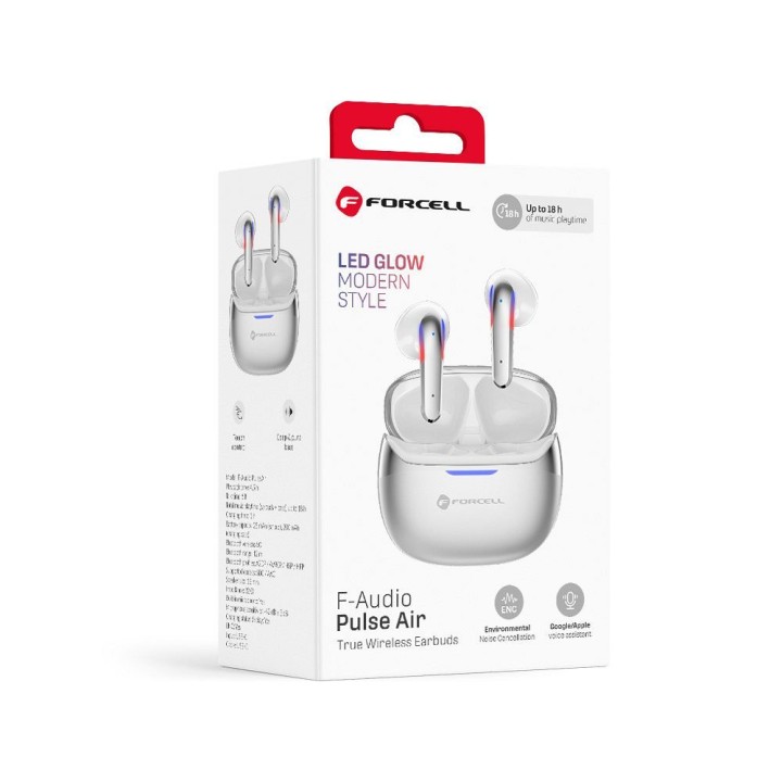 Беспроводные наушники-вкладыши TWS Forcell F-Audio Pulse Air ENC серебристые 0INT