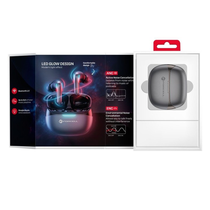 Wireless in-ear headphones TWS Forcell F-Audio Pulse Pro ANC + ENC black 0INT