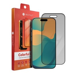 Гибридное стекло 5D для iPhone 17 PRO Bestsuit Flexible Colorfull Privacy 180 маджента