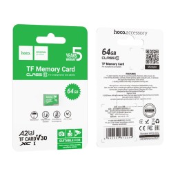 Memory card microSD 64GB class 10 UH-1 U3 V3 A2 Hoco green