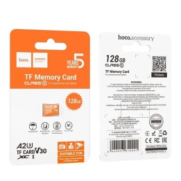 Карта памяти microSD 128GB класс 10 UH-1 U3 V3 A2 Hoco оранжевая