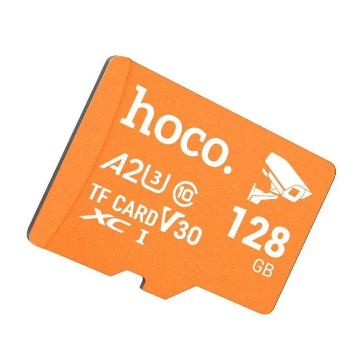 Карта памяти microSD 128GB класс 10 UH-1 U3 V3 A2 Hoco оранжевая