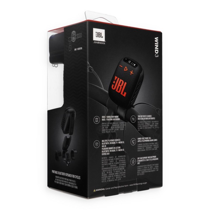 Wireless speaker JBL Wind 3 with holder for the steering wheel black-orange