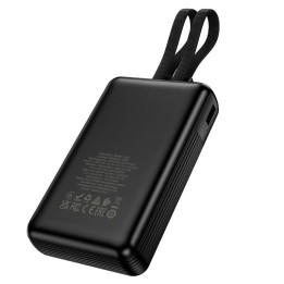 Повербанк 20000 mAh QC PD 22,5W із вбудованими кабелями USB C + Lightning Hoco J162A чорний