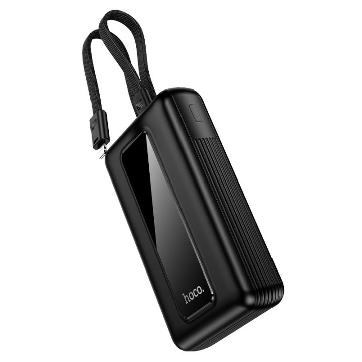 Повербанк 20000 mAh QC PD 22,5W со встроенными кабелями USB C + Lightning Hoco J162A черный