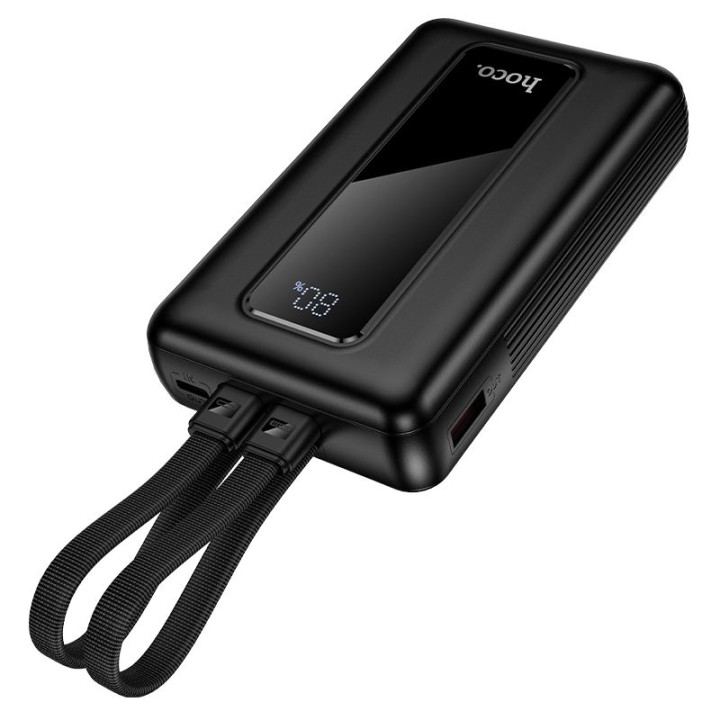 Power bank 20000 mAh QC PD 22,5W with built-in cables USB C + Lightning Hoco J162A black
