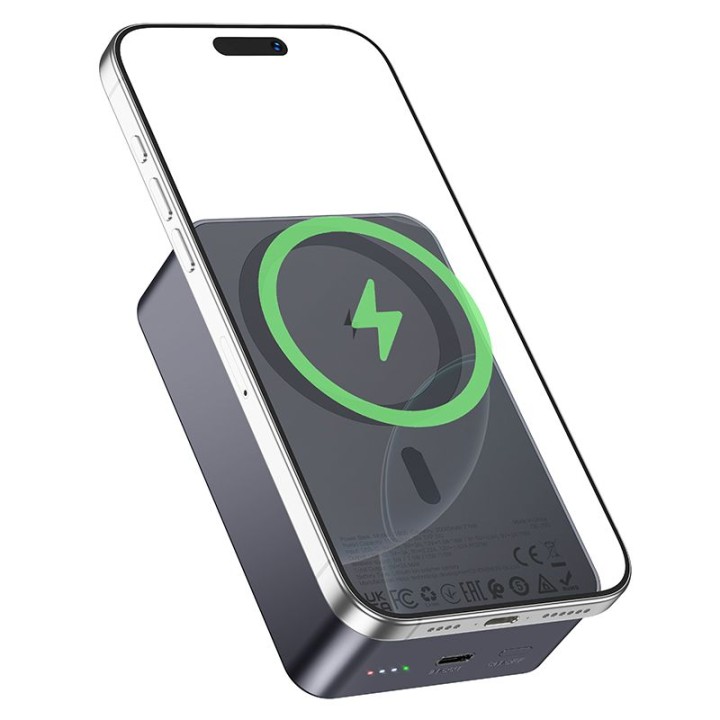 Повербанк сумісний з MagSafe 20000 mAh PD QC 2A 20W Hoco J160B сірий