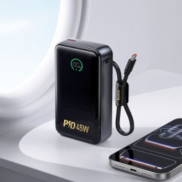 Powerbank 20000 mAh PD QC 2A 45W z wbudowanym kablem USB C Hoco Q54 biały