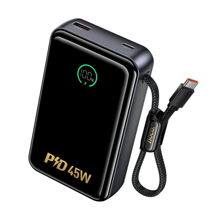 Повербанк 20000 mAh PD QC 2A 45W со встроенным кабелем USB C Hoco Q54 белый